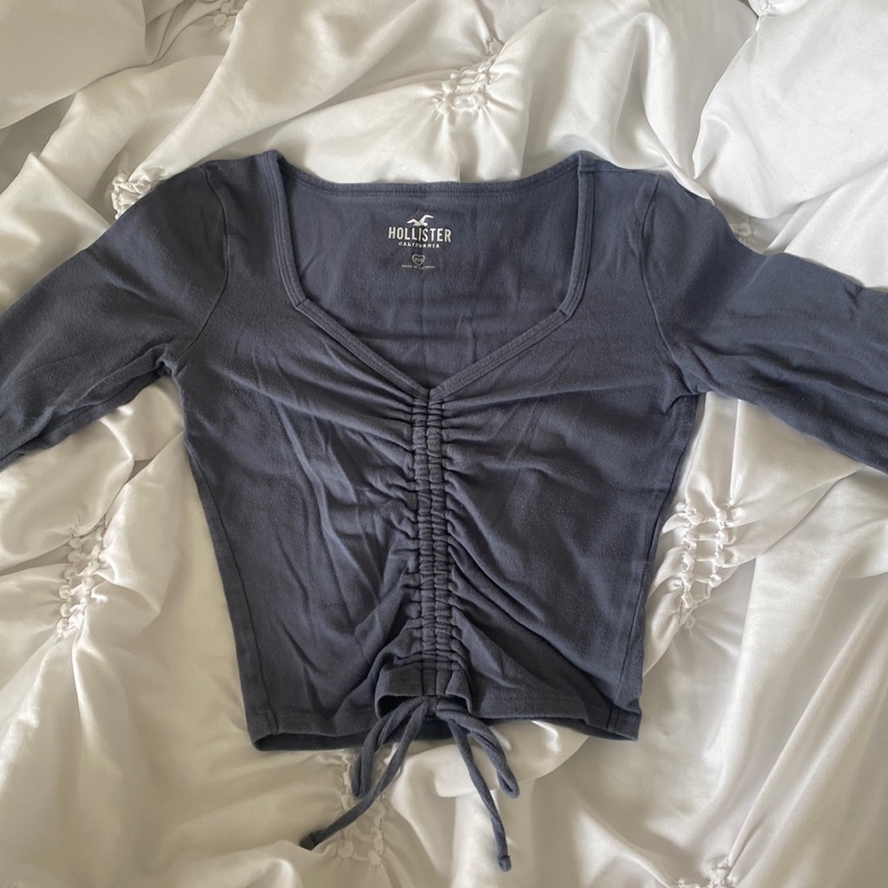 Light Navy Blue Crop Top Vintage Hollister Fitted